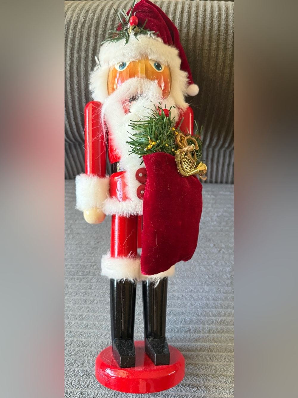Vintage Kurt Adler Red Santa Nutcracker Christmas with Velvet Sack w Box